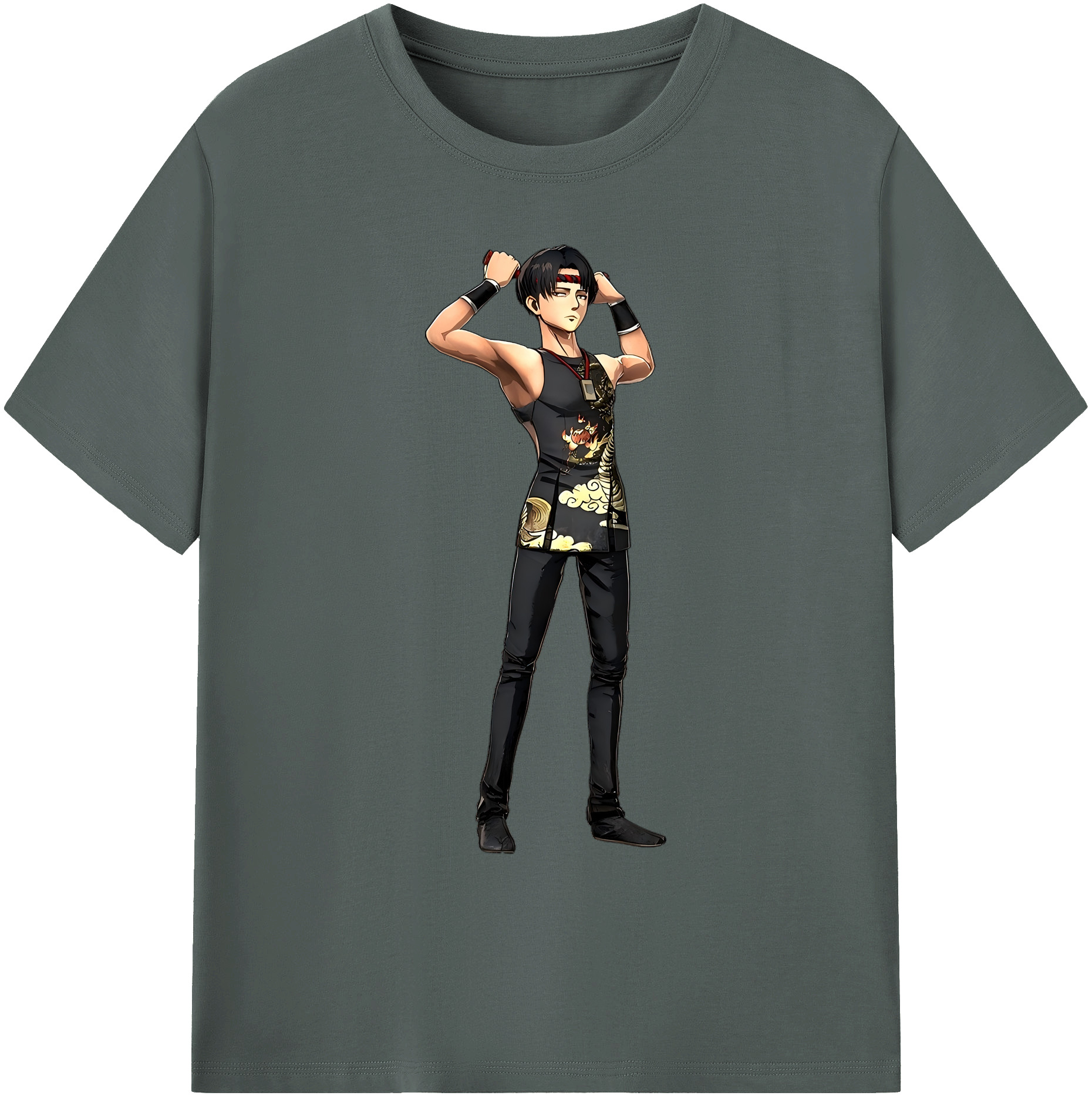 （画像用） 進撃の巨人 リヴァイ·アッカーマン Attack on Titan Levi Ackerman 綿100％ メンズ半袖Tシャツ｜肌触りやわらか＆通気性